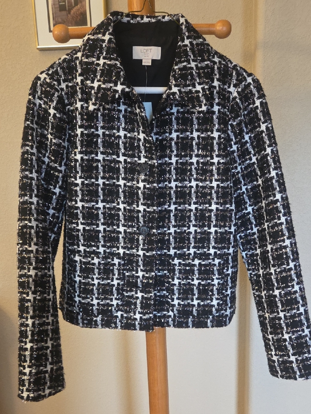 NWT, LOFT Black & White Tweed Jacket